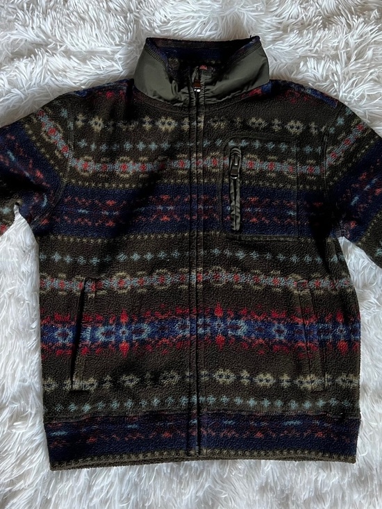 Polo Ralph Lauren Boys Size 6 Khaki Green Nordic Fair isle Fleece Jacket - Picture 1 of 3